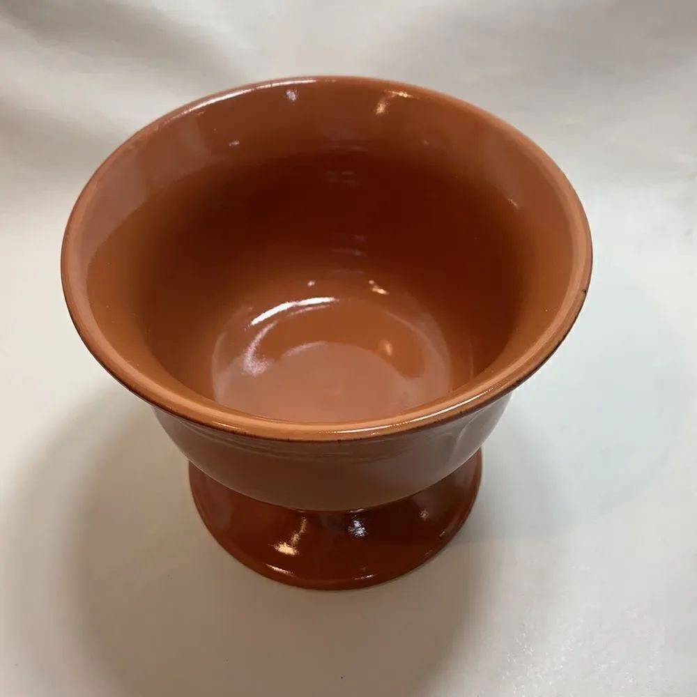 Tuscan Pumpkin Orange Color Dessert Sorbet Cereal Serve Bowl Foot Pedestal Set 2 - Picture 7 of 16